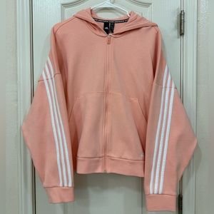 Adidas Tops | Women’s Adidas Cropped Zip Up Hoodie | Color: Pink | Size: XL